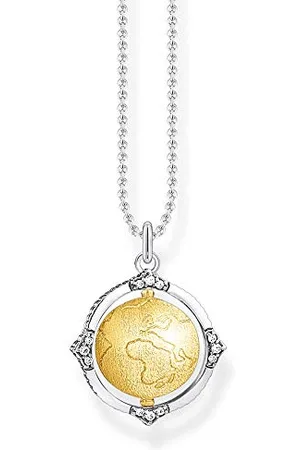 Thomas Sabo Collana da donna in Sterling 925, con sfera del mondo, lunghezza 38-42 cm, 42 cm, sterling, Non Applicabile