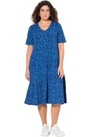 Ulla Popken Kleid mit Asymmetrischer Volants Abito con Balze Asimmetriche, , 58-60 Donna