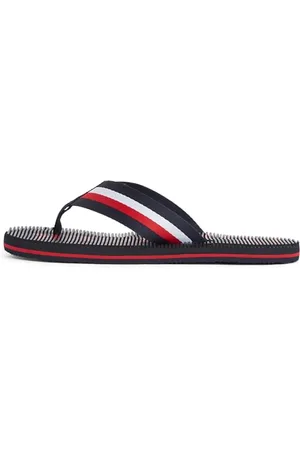 Tommy Hilfiger Uomo Infradito Massage Beach Sandal con Logo, Blu (Desert Sky), 43