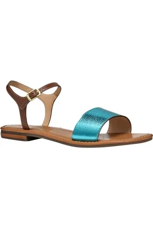 Geox D Sozy S J, Sandalo Scorrevole Donna, Azure/Camel, 42 EU