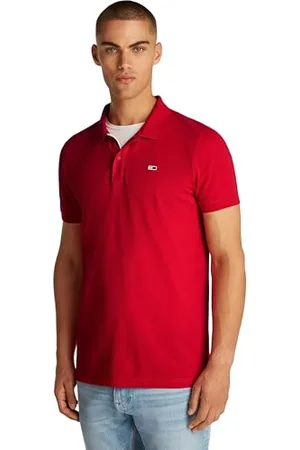Tommy Hilfiger Maglietta Polo Maniche Corte Uomo Slim Fit, Rosso ( Hot), L