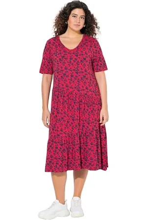 Ulla Popken Kleid mit Asymmetrischer Volants Abito con Balze Asimmetriche, , 48-50 Donna
