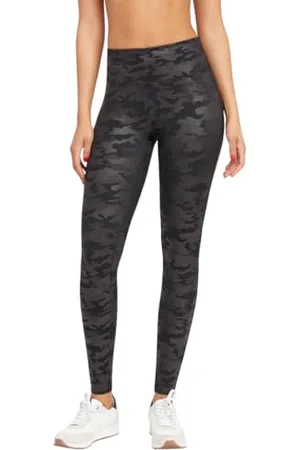Spanx Faux Leather Camo Leggings, Leggings Donna, (Matte Blk Camo), L