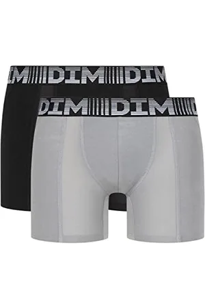 Dim Boxer Long 3D Flex Air Traspirabile Uomo x2, Nero/Grigio Perla, XXL