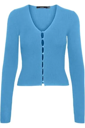 VERO MODA Vmgold Rib LS V-Neck Button Pullover Maglione Lavorato a Maglia, , XS Donna