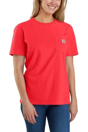 Carhartt T-Shirt Loose Fit Heavyweight a Maniche Corte con Tasca K87 da Donna, Rossa M