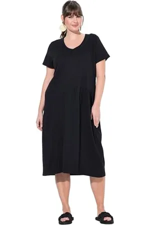 Ulla Popken Dividing Sleeve A-Line Dress Divide Seams, Maniche a 1/2, , 42-44 Donna