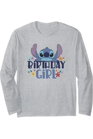 Disney Lilo & Stitch Birthday Girl Retro Floral Logo Maglia a Manica