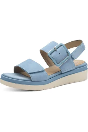 Tamaris Comfort Damen Sandalen Flach aus Leder mit Schnalle, Sandali con Zeppa Donna, , 36 EU