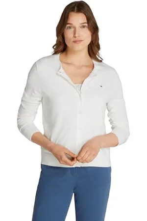 Tommy Hilfiger Donna Cardigan Jersey Stitch Cardigan Elegante, Bianco (Ecru), M