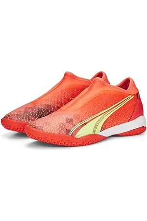 PUMA Ultra Match LL IT + Mid Jr, Scarpe da Calcio, Fiery Coral/Fizzy Light Black, 34 EU