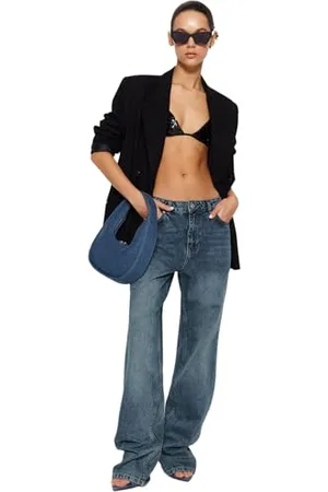 Trendyol Blue Low Waist Wide Leg Jeans Twoss24je00033, , 44 Donna