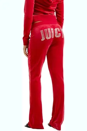 Juicy Couture Diamante Impact Low Rise Velour Trackpant Pantaloni Casual, , XS (Pacco da 10) Donna