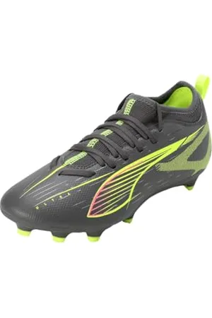 PUMA Ultra 5 Match Fg/AG Jr, Soccer Shoe Unisex - Bambini e Ragazzi, Matte Aged Silver Yellow Alert Aged Silver, 29 EU