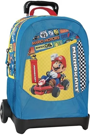 FRANCO COSIMO PANINI MARIO KART - Zaino Scuola Trolley Ufficiale Mario Kart, Struttura Trolley Staccabile, Ruote Sostituibili, Maniglia Regolabile, 2 Vani Principali, Tasca Frontale, Spallacci Imbottiti, 34 x 52H x 22 cm