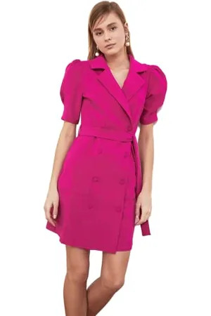 Trendyol Donna Regular Fit Mini Blazer vestibilità Regolare Abito Intrecciato, , 68