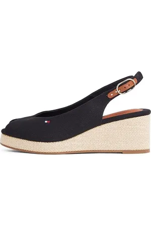 Tommy Hilfiger Donna Espadrillas Wedge Flag Mid Slingback Fibbia Regolabile, (Black), 37