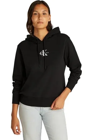 Calvin Klein Donna Felpa Monologo con Cappuccio, Nero (Ck ), XL