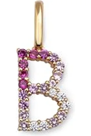 SINGULARU Charm Letter Spark Sakura. Iniziale in Argento Sterling con Finitura Placcata 18Kt e Zirconi. Gioielli da Donna. Lettera B