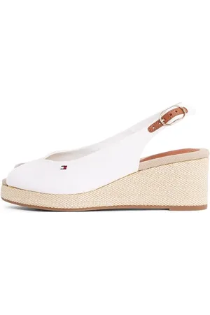 Tommy Hilfiger Donna Espadrillas Wedge Flag Mid Slingback Fibbia Regolabile, Bianco (Ecru), 36