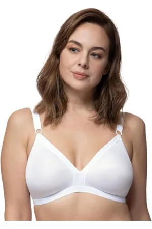 Dorina Tiffany Reggiseno Senza Ferretti a Copertura Totale, Tessuto Jersey a Righe con Dettagli Elastici a Scala e Spalline Regolabili, Bianco