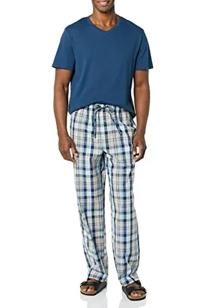 Amazon Pigiama con Maglietta in Jersey di Cotone e Pantaloni in Popeline di Cotone Uomo, , XXL