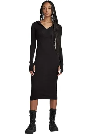 G-Star Donna Hooded Slim Knitted Dress, (dk black D23929-B692-6484), S