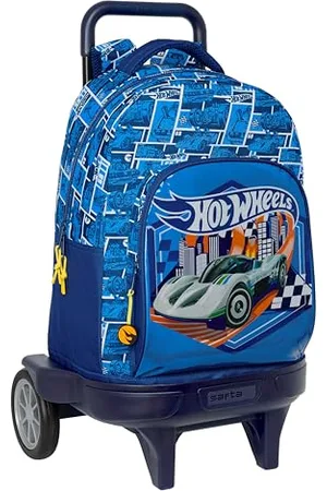 Safta Hot Wheels Sonny - Zaino grande con ruote, compatto evoluzione, rimovibile, ideale per bambini di diverse età, comodo e versatile, qualità e resistenza, 33 x 22 x 45 cm, colore blu marino,