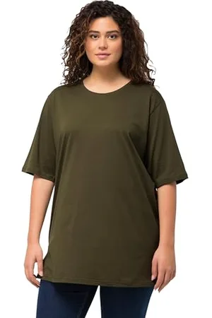 Ulla Popken T-Shirt, Rundhalsausschnitt, Relaxed, Halbarm Maglietta Basic, Girocollo, , 68-70 Plus Donna