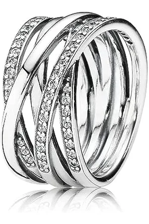 PANDORA Timeless Anello con linee lucide e brillanti in con zirconia cubica, 54