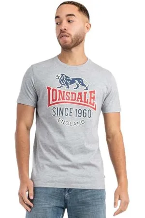 Lonsdale London Gonfirth T-Shrit, Marl Grey/Navy/Red, XL Uomo