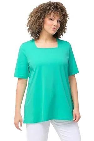 Ulla Popken T-Shirt, A-Linie, Carree-Ausschnitt, Halbarm 807286, , 68 IT/70 IT Donna