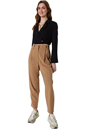 Trendyol Pantaloni da Donna Basic a Vita Alta con Gamba Dritta a Carota, , 72