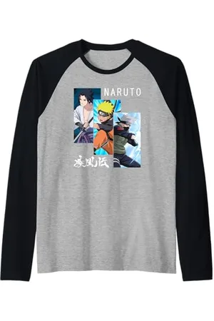 Naruto Shippuden 3 Pannelli e Kanji Maglia con Maniche Raglan