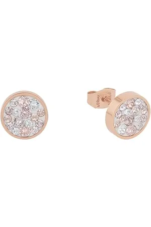 QS by s.Oliver Orecchio borchie in Acciaio inox da Donna, con cristallo, 1 cm, colore rosa, Fornito in confezione regalo per gioielli