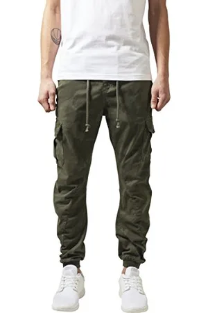 Urban classics Pantaloni Cargo da Uomo, Cargo Joggers con Stampa Militare, Pantaloni Comodi per Uomo, Pantaloni Joggings con Apertura Gamba Elastica, Colori: Camo Oliva, Taglia: 44