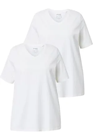 Ulla Popken 2er-Pack Gleichfarbig T-Shirt Basic, Confezione da 2 Pezzi, Stesso Colore, , 56/58 Donna