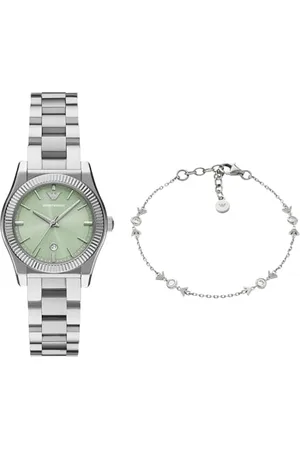 Emporio Armani Donna Orologio in Acciaio Inossidabile Argentato e Bracciale in Argento Sterling, Set