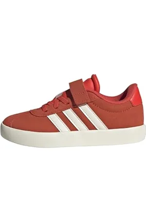 adidas VL Court 3.0 Hook And Loop Shoes Kids, Scarpe, Bright Red/Core White/off White, 31.5 EU