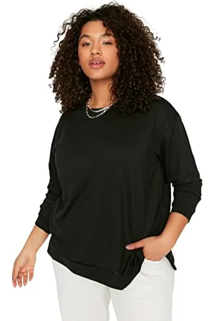 Trendyol Felpa Girocollo Pianura Regolare Plus Size Maglia di Tuta, , XXL Donna