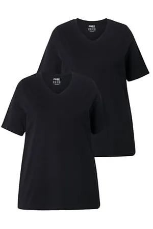 Ulla Popken 2er-Pack Gleichfarbig T-Shirt Basic, Confezione da 2 Pezzi, Stesso Colore, , 52/54 Donna