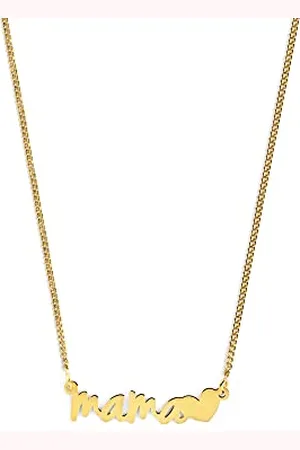 SINGULARU Collana Mamá Heart. Argento Sterling 925 con Placcatura 18Kt. Catena con Scritta Mama e Cuore. Misura Unica. Gioielli da Donna