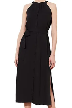 Trendyol Regular Fit Woven Dress Women Midi A-Line Abito in Tessuto dalla vestibilità Regolare, Black, 68 Donna