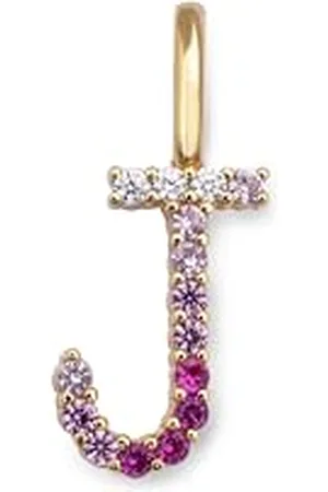 SINGULARU Charm Letter Spark Sakura. Iniziale in Argento Sterling con Finitura Placcata 18Kt e Zirconi. Gioielli da Donna. Lettera J