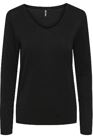 Pieces® Pcbillo LS Scollo a V Strisce Noos Maglietta a Maniche Lunghe, , L Donna