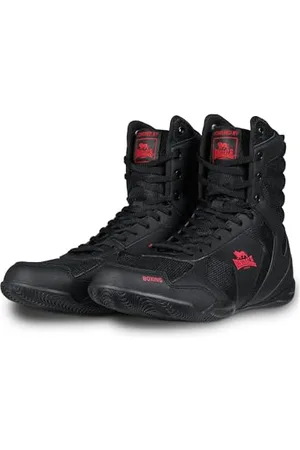 Lonsdale London Heskin, Scarpe da Boxe Unisex-Adulto, Nero/Rosso, 43 EU