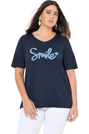 Ulla Popken T-Shirt mit Flauschigem Schriftzug, Classic Maglietta con Scritta soffice, , 56/58 Donna