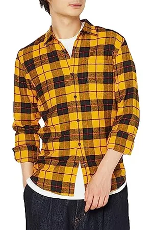 Amazon Camicia In Flanella Scozzese Con Bottoni A Maniche Lunghe Sagomata Uomo, , M