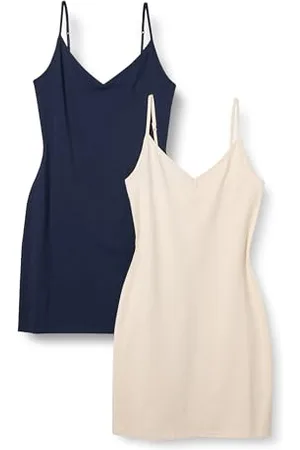 Amazon Abito Sottoveste A Strati in Cotone Slim Fit Donna, Pacco da 2, , S