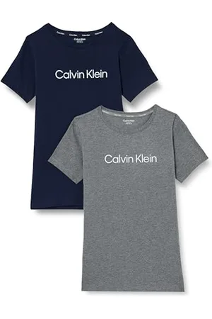 Calvin Klein Bambina T-shirt Maniche Corte Confezione da 2 Regular Fit, Multicolore (Greyheather/Peacoat), 14-16 Anni